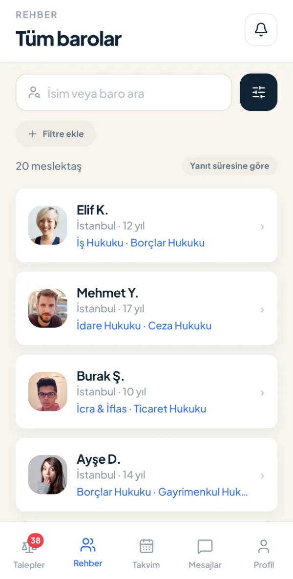 Doğru meslektaşı bul — ekran görüntüsü