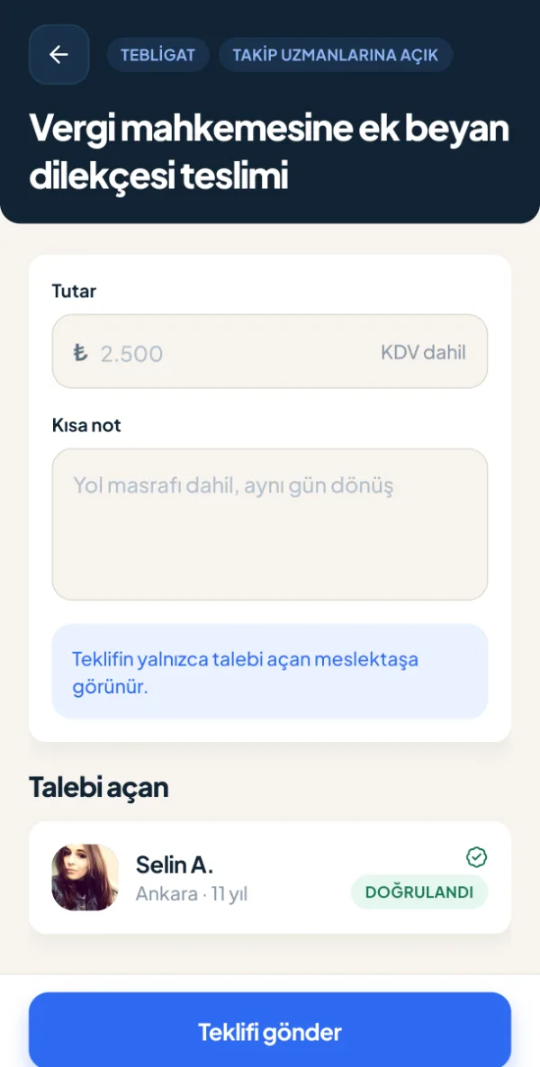 Başvuru değil, net bir teklif — ekran görüntüsü